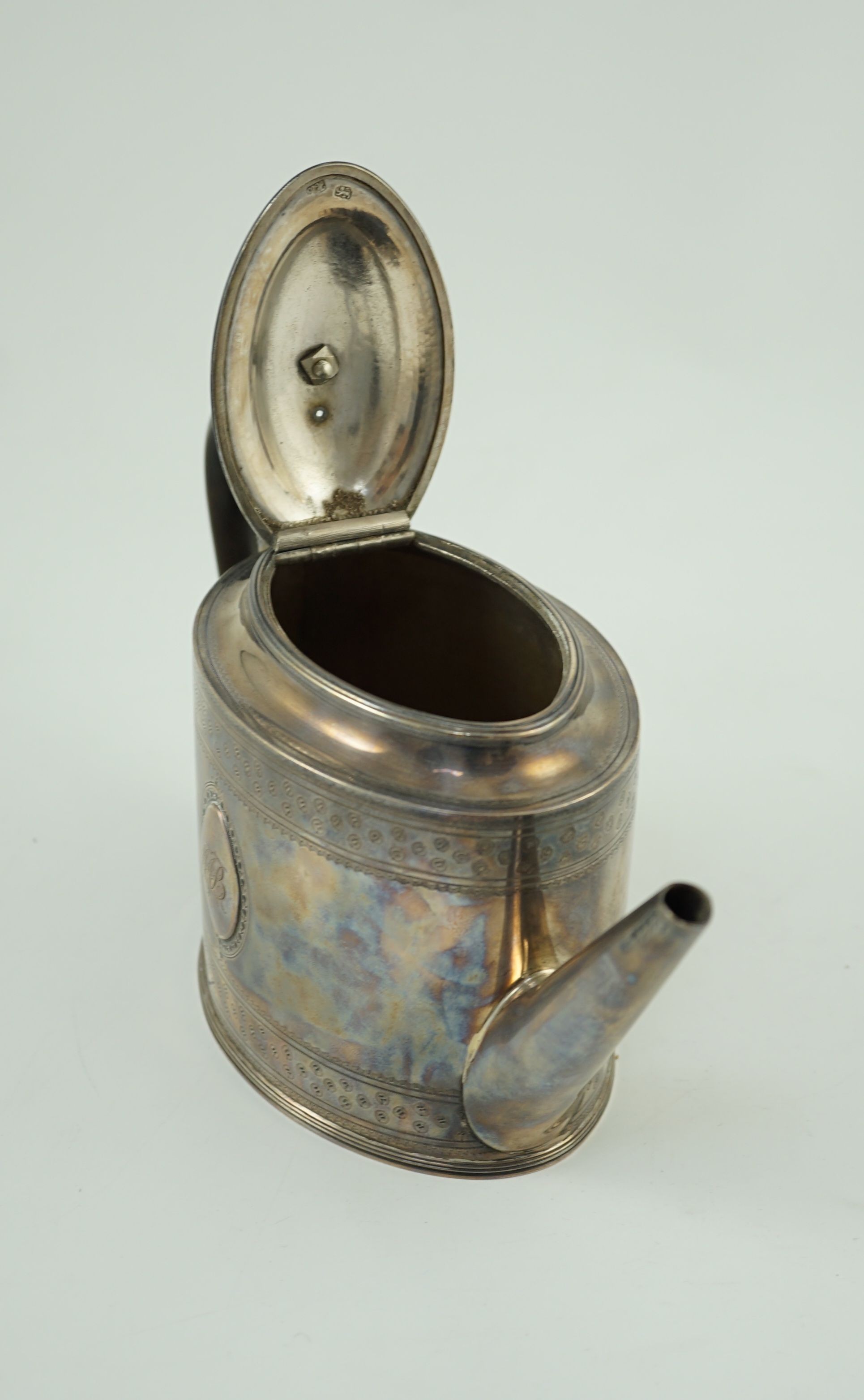 A George III silver oval teapot, by Hester Bateman
